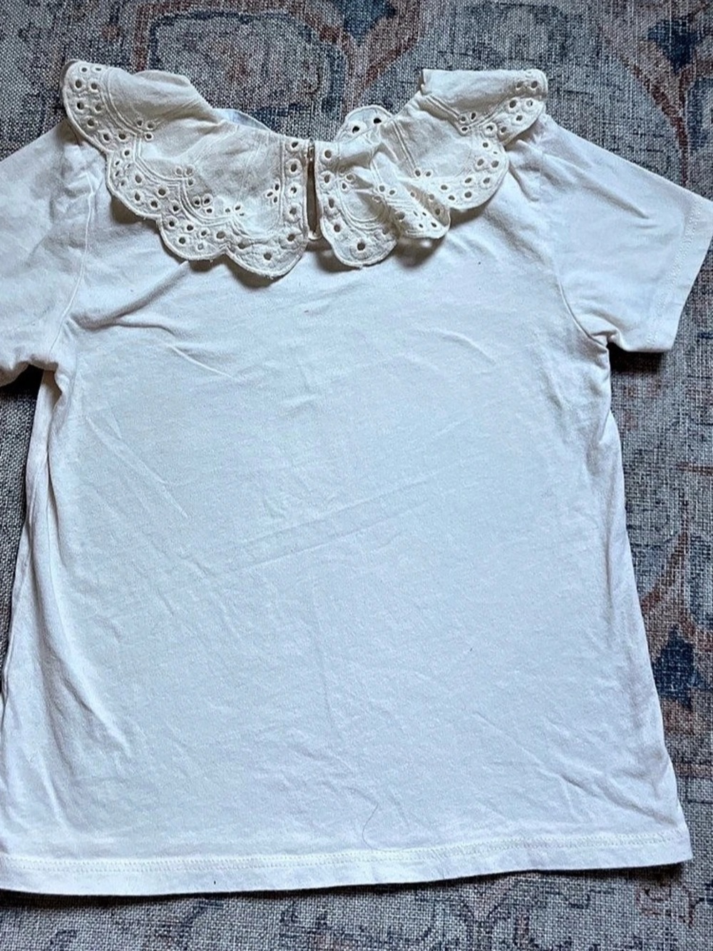White Eyelet Peterpan lace Collar Short Sleeve Tee